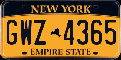 NY license plate GWZ4365