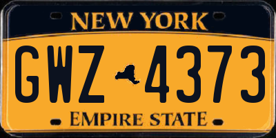 NY license plate GWZ4373