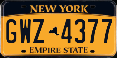 NY license plate GWZ4377