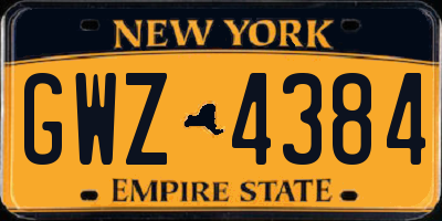 NY license plate GWZ4384