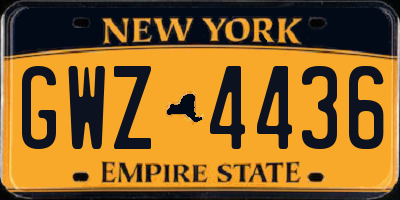NY license plate GWZ4436