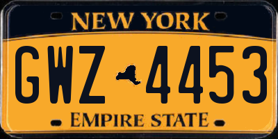 NY license plate GWZ4453