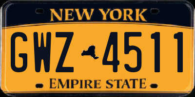 NY license plate GWZ4511