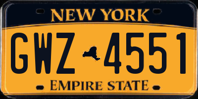 NY license plate GWZ4551