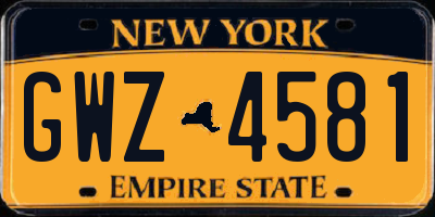 NY license plate GWZ4581
