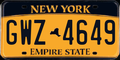 NY license plate GWZ4649