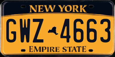 NY license plate GWZ4663