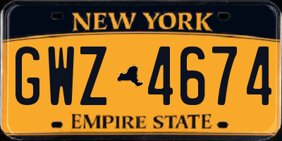 NY license plate GWZ4674