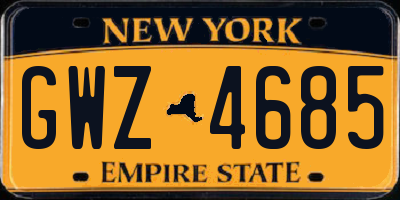 NY license plate GWZ4685