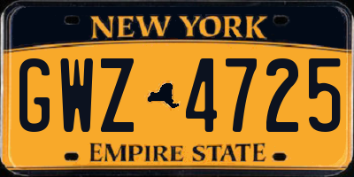 NY license plate GWZ4725