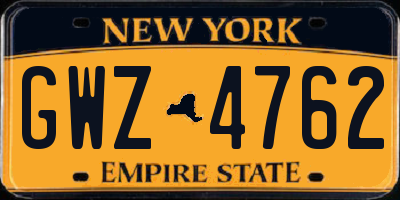 NY license plate GWZ4762