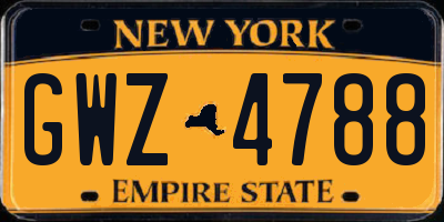 NY license plate GWZ4788