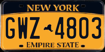 NY license plate GWZ4803