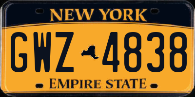 NY license plate GWZ4838