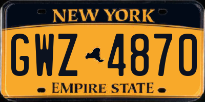 NY license plate GWZ4870