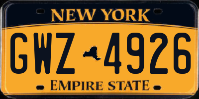 NY license plate GWZ4926