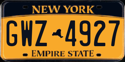 NY license plate GWZ4927
