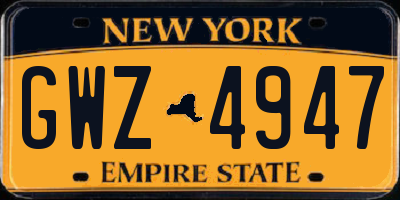 NY license plate GWZ4947