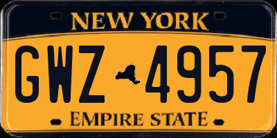 NY license plate GWZ4957
