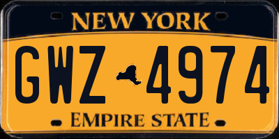 NY license plate GWZ4974
