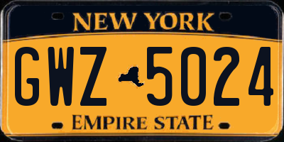 NY license plate GWZ5024