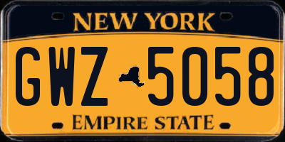 NY license plate GWZ5058