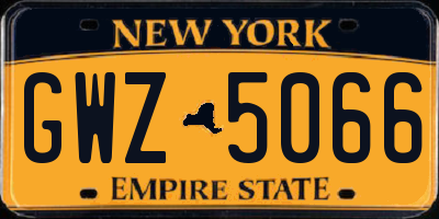 NY license plate GWZ5066