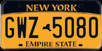 NY license plate GWZ5080