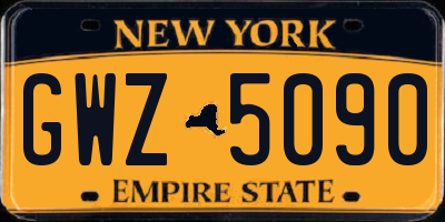 NY license plate GWZ5090