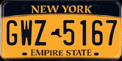 NY license plate GWZ5167