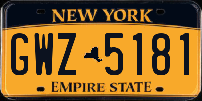 NY license plate GWZ5181