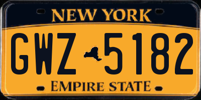 NY license plate GWZ5182
