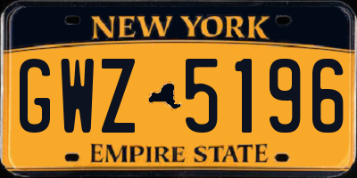 NY license plate GWZ5196