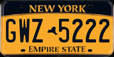 NY license plate GWZ5222