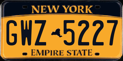NY license plate GWZ5227