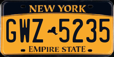 NY license plate GWZ5235