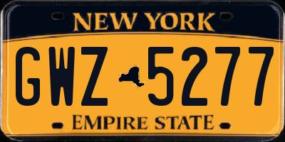 NY license plate GWZ5277