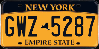 NY license plate GWZ5287