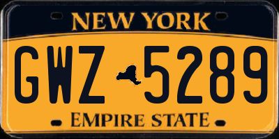NY license plate GWZ5289