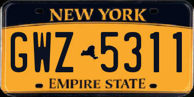 NY license plate GWZ5311