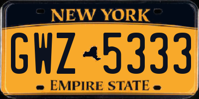NY license plate GWZ5333