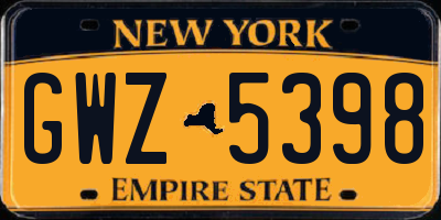 NY license plate GWZ5398