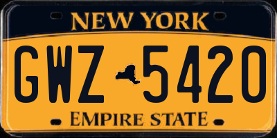 NY license plate GWZ5420