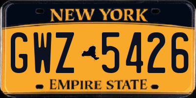 NY license plate GWZ5426