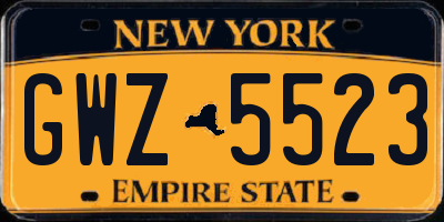 NY license plate GWZ5523