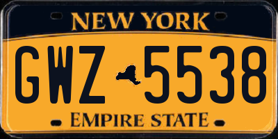NY license plate GWZ5538