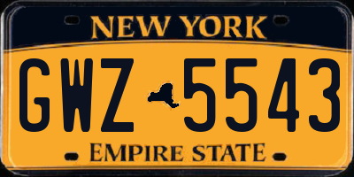 NY license plate GWZ5543