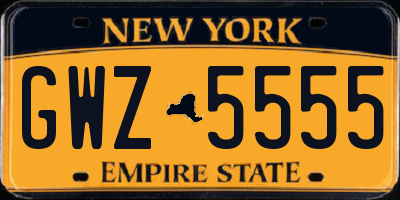 NY license plate GWZ5555