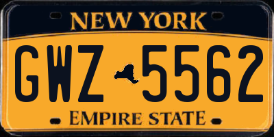 NY license plate GWZ5562