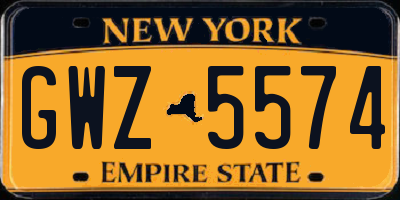 NY license plate GWZ5574